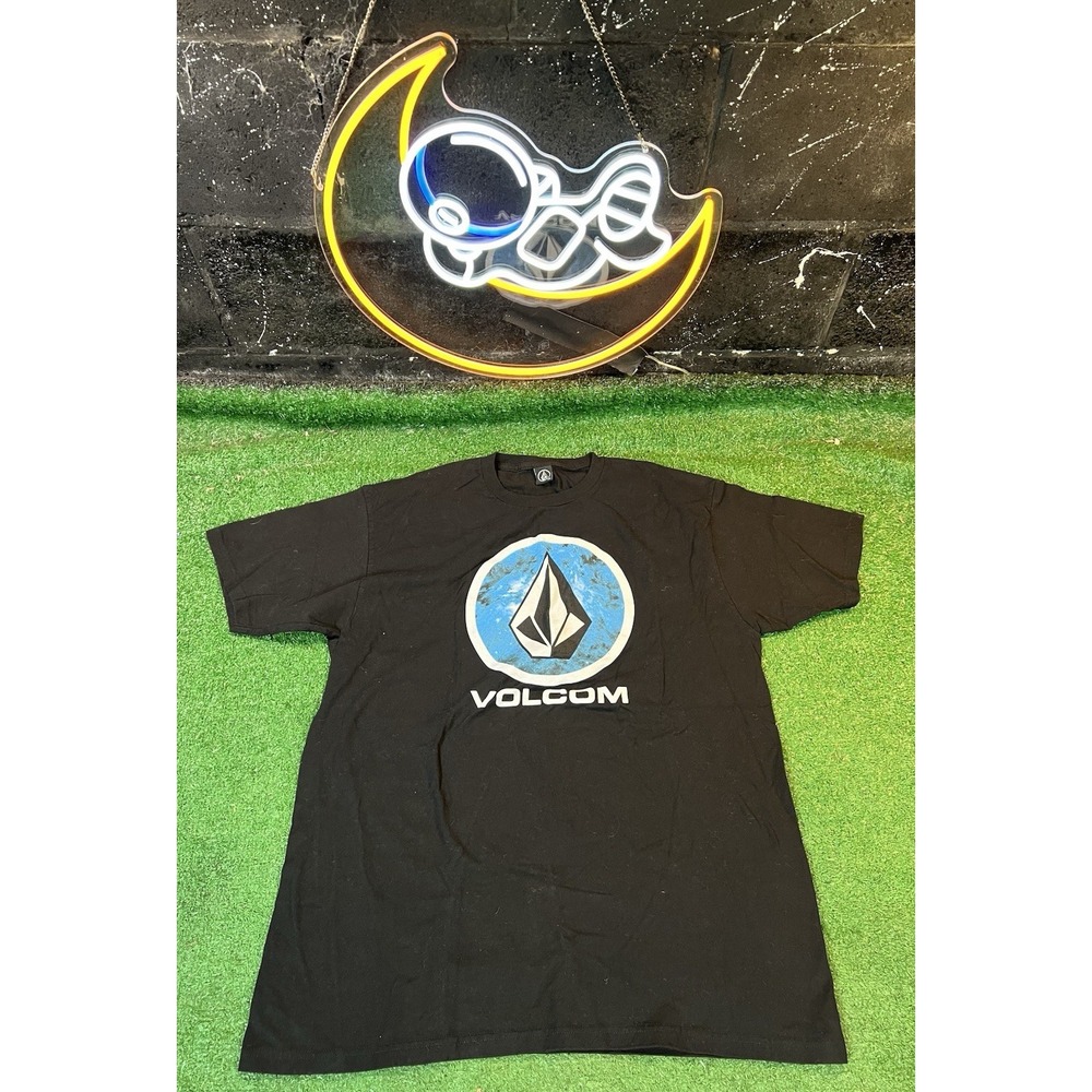 Volcom Stone Shirt Men's Large L‎ Short Sleeve Graphic Logo Crew Neck Black